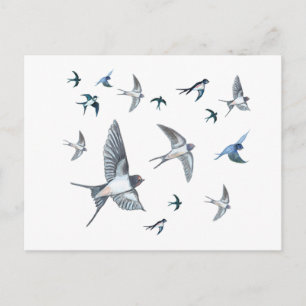 Cartes Pour Fêtes Annuelles Illustration d'un vol d'hirondelles