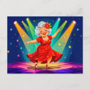 Cartes Pour Fêtes Annuelles Illustration d'une grand-mère dansant sur scène