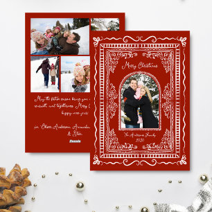 Cartes Pour Fêtes Annuelles Illustration fantaisiste de Noël avec cinq photos