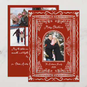 Cartes Pour Fêtes Annuelles Illustration fantaisiste de Noël avec cinq photos