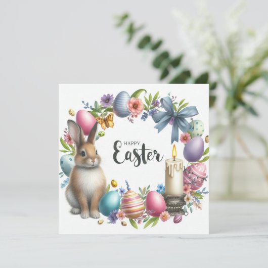 Cartes Pour Fêtes Annuelles Illustration Festive Bunny de Pâques (Debout devant)