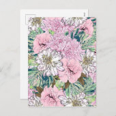 Cartes Pour Fêtes Annuelles Illustration florale mignonne rose et blanc (Devant / Derrière)