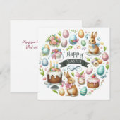 Cartes Pour Fêtes Annuelles Illustration florale Pastel Bunny de Pâques (Devant / Derrière)