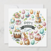 Cartes Pour Fêtes Annuelles Illustration florale Pastel Bunny de Pâques (Devant)