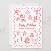Cartes Pour Fêtes Annuelles Illustration moderne Scribble Doodle Rouge et Blan (Devant)