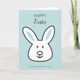 Cartes Pour Fêtes Annuelles Illustration Pastel Blue Cute Bunny de Pâques