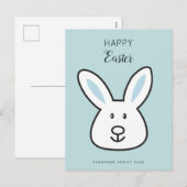 Cartes Pour Fêtes Annuelles Illustration Pastel Blue Cute Bunny de Pâques (Devant / Derrière)