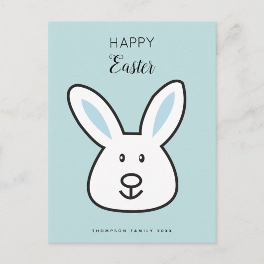 Cartes Pour Fêtes Annuelles Illustration Pastel Blue Cute Bunny de Pâques (Devant)