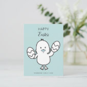 Cartes Pour Fêtes Annuelles Illustration Pastel Blue Cute Easter Chick & Oeufs (Debout devant)