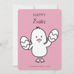 Cartes Pour Fêtes Annuelles Illustration Pastel Pink Cute Pâques poussins et o
