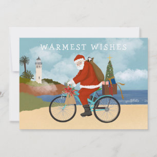 Cartes Pour Fêtes Annuelles Illustration Père Noël équitation un Vacances d'ét