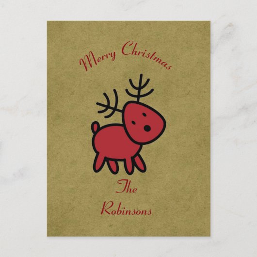 Cartes Pour Fêtes Annuelles Illustration Red Christmas Reindeer (Devant)