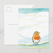 Cartes Pour Fêtes Annuelles Illustration Red Robin Bird & Winter (Devant / Derrière)
