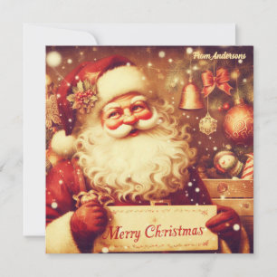 Cartes Pour Fêtes Annuelles Illustration traditionnelle classique rétro Santa 