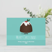 Cartes Pour Fêtes Annuelles Illustration Turquoise blanc souriant Pudding de N (Debout devant)