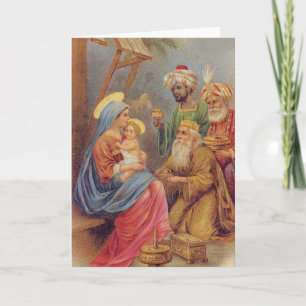 Cartes Pour Fêtes Annuelles Illustration vintage de Jésus de nativité de Noël