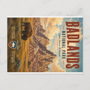 Cartes Pour Fêtes Annuelles Illustration vintage du parc national de Badlands 
