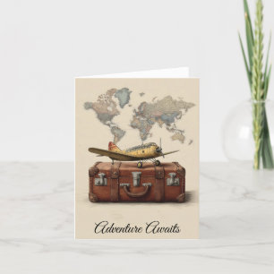 Cartes Pour Fêtes Annuelles Illustration Vintage voyage avec plan