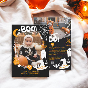 Cartes Pour Fêtes Annuelles Illustrations d'Halloween éffrayant mignon Boo 2 p