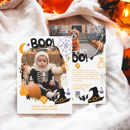Cartes Pour Fêtes Annuelles Illustrations d'Halloween éffrayant mignon Boo 2 p