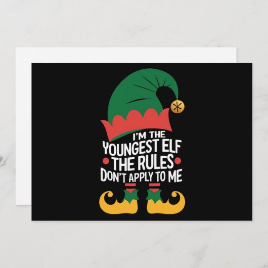Cartes Pour Fêtes Annuelles I'm The Youngest Elf Matching Family Christmas (Devant / Derrière)