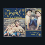 Cartes Pour Fêtes Annuelles Image Gold Frame Modern Script 2<br><div class="desc">Carte postale Joyful Gold Frame Modern Script 2 PHOTO Holiday.</div>