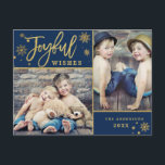 Cartes Pour Fêtes Annuelles Image Gold Frame Modern Script 2<br><div class="desc">Carte postale Joyful Gold Frame Modern Script 2 PHOTO Holiday.</div>