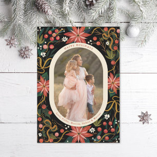 Cartes Pour Fêtes Annuelles Image Poinsettias Gold Ribbon Photo