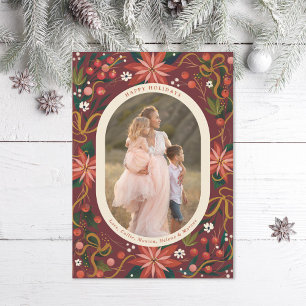 Cartes Pour Fêtes Annuelles Image Poinsettias Gold Ribbon Photo