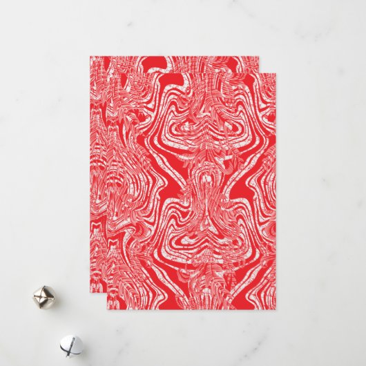 Cartes Pour Fêtes Annuelles image rouge et blanche d'un motif sur un dos blanc (Devant/Arrière en situation)