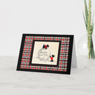 Cartes Pour Fêtes Annuelles Image vintage de chien Scottie bonne année