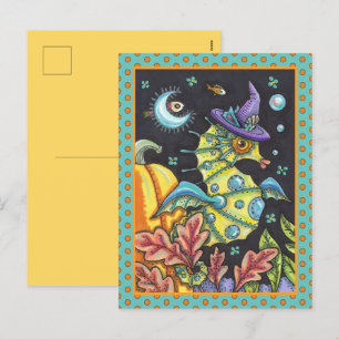 CARTES POUR FÊTES ANNUELLES IMAGINAIRE COLORÉ SEAHORSE, TÉMOIN EN MER HALLOWEE