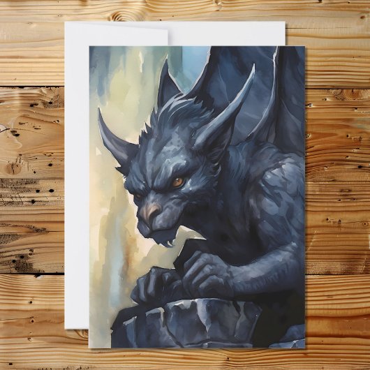 Cartes Pour Fêtes Annuelles Imaginaire Mythologique Gargoyle noir