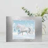 Cartes Pour Fêtes Annuelles Imaginaire Sparkly Hiver Unicorne Pegasus (Debout devant)