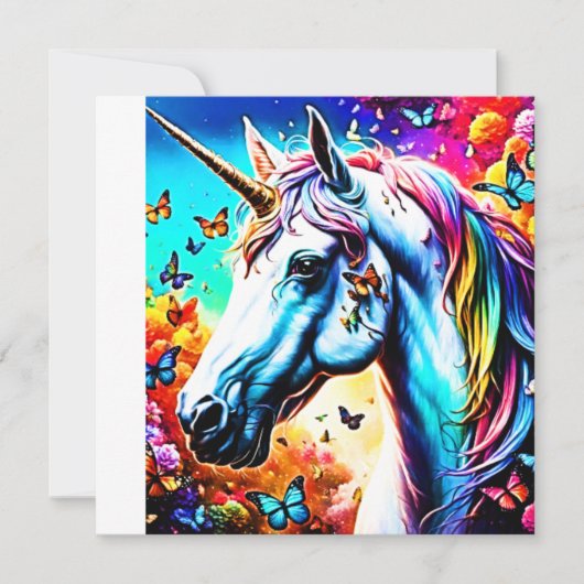 Cartes Pour Fêtes Annuelles Imaginaire Unicorn Design (Devant)