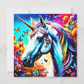 Cartes Pour Fêtes Annuelles Imaginaire Unicorn Design (Dos)