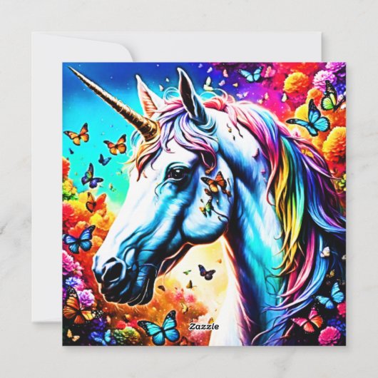 Cartes Pour Fêtes Annuelles Imaginaire Unicorn Design (Dos)