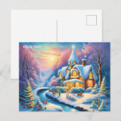 Cartes Pour Fêtes Annuelles Imaginaire Vivid Noël Fairytale Village (Devant / Derrière)
