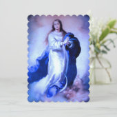 Cartes Pour Fêtes Annuelles Immaculée Conception Bleue avec Memorare (Debout devant)