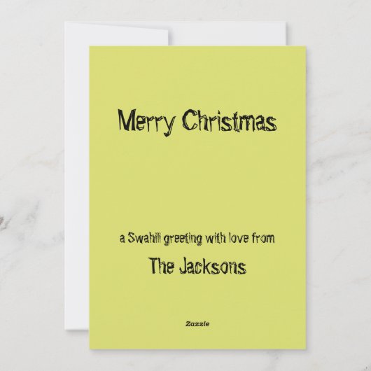Cartes Pour Fêtes Annuelles Impression africaine nigériane pour Noël en swahil (Dos)