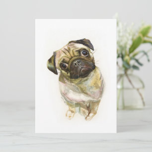 Cartes Pour Fêtes Annuelles Impression carlin face   Chien de Carlin mignon
