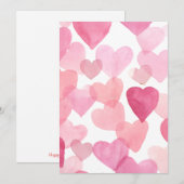Cartes Pour Fêtes Annuelles Impression de coeurs à l'aquarelle, impression de (Devant / Derrière)