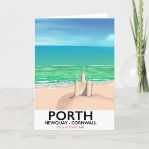 Cartes Pour Fêtes Annuelles Impression de voyage de château de sable de Porth 