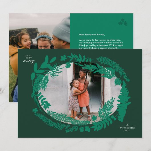 Cartes Pour Fêtes Annuelles Impressions botaniques Cadre horizontal Noël (Devant / Derrière)