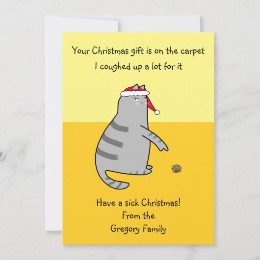 Cartes Pour Fêtes Annuelles Imprimable Chat Drôle Touché À Noël Malade (Devant)