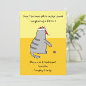 Cartes Pour Fêtes Annuelles Imprimable Chat Drôle Touché À Noël Malade (Debout devant)