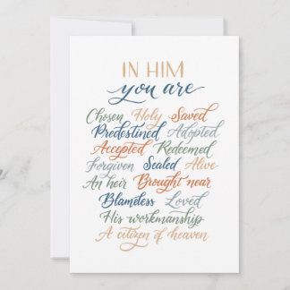 Cartes Pour Fêtes Annuelles In Him you are card