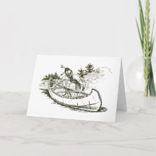 Cartes Pour Fêtes Annuelles Indien rouge avec canot