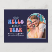 Cartes Pour Fêtes Annuelles Indigo Gleam New Year Retro Modern Blue Photo (Devant)