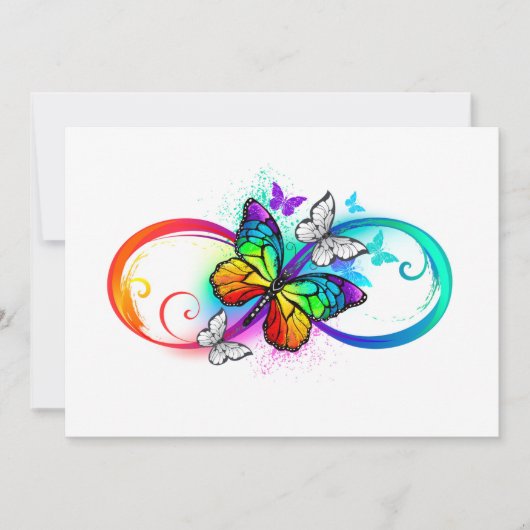 Cartes Pour Fêtes Annuelles Infini brillant avec papillon arc-en-ciel (Devant)